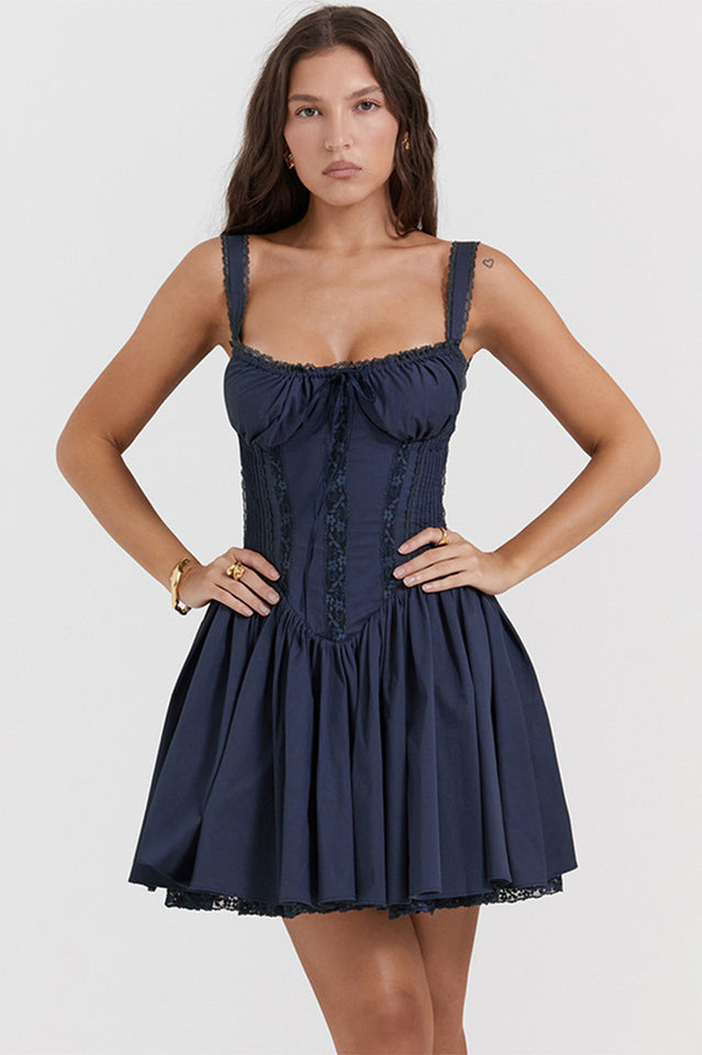 White Sleeveless Lace-Up Mini Dress
