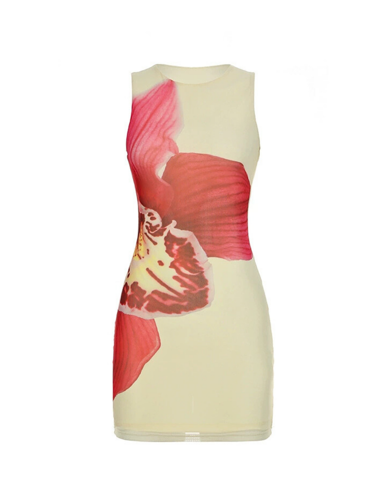 Orchid Print Sleeveless Mini Dress