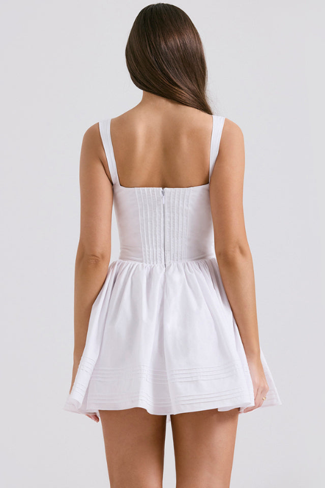 White Front Tie Sleeveless Mini Dress