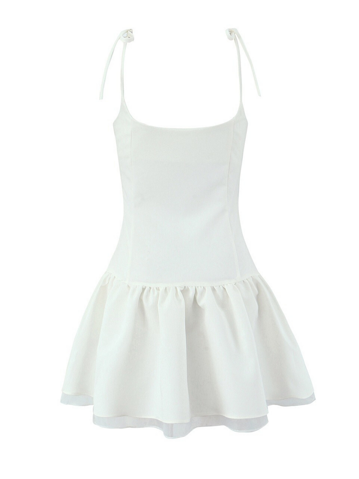 White Shoulder-Tie Mini Dress