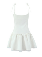 White Shoulder-Tie Mini Dress