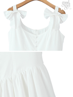 White Bow Detail Midi Dress