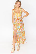 Spring Floral Sleeveless Midi Dress