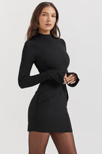 Solid Long Sleeves Bodycon Mini Dress