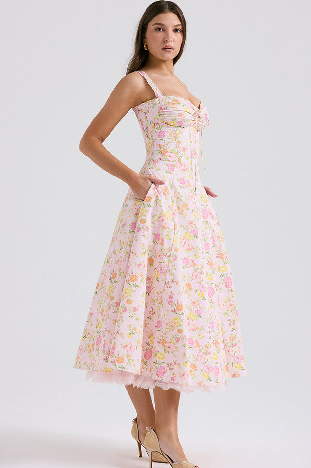 Dainty Floral Slip Midi Sundress
