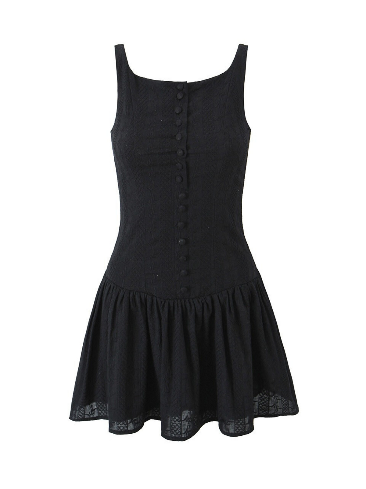 Sweet Eyelet Buttoned Mini Dress