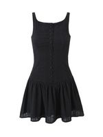Sweet Eyelet Buttoned Mini Dress