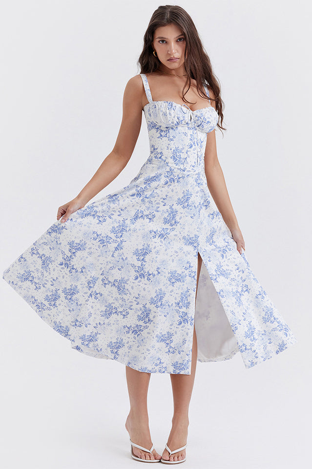 Solid Bustier Slip Midi Sundress