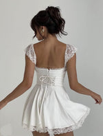 White Back Lace-Up Mini Dress