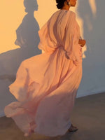 Peach Pink Chiffon Maxi Dress