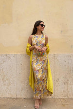 Retro Floral Sleeveless Midi Dress