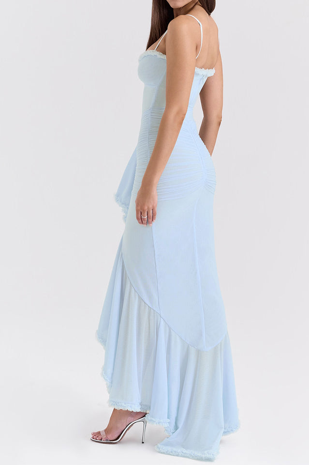 Glam Ruffled Front Ruched Gown