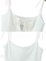 White Shoulder-Tie Mini Dress