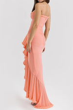 Glam Ruffled Front Ruched Gown