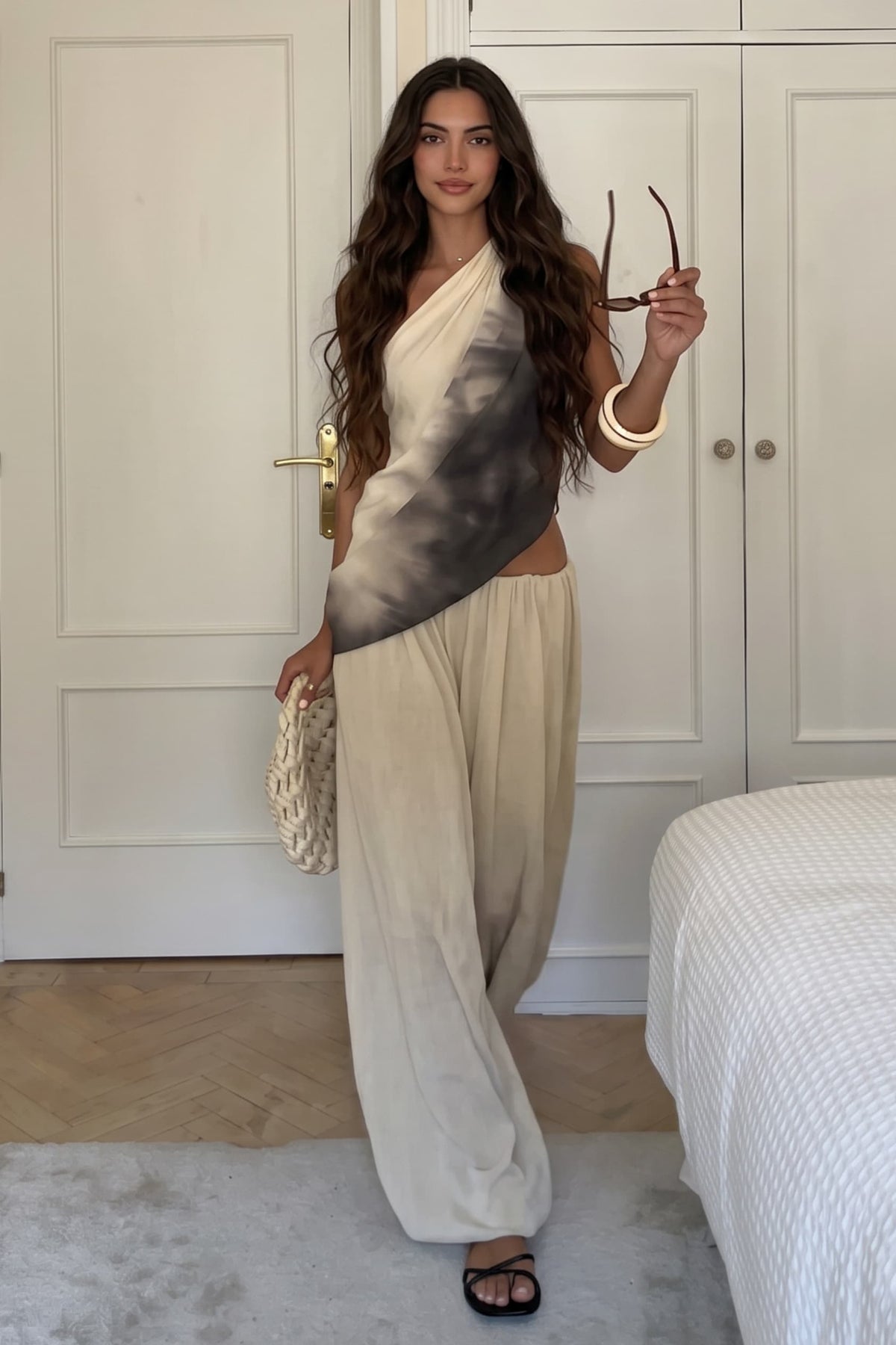 One-Shoulder Top And Bloomers Two-Piece Set
