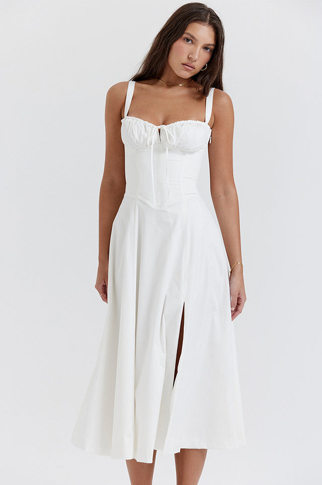 Solid Bustier Slip Midi Sundress