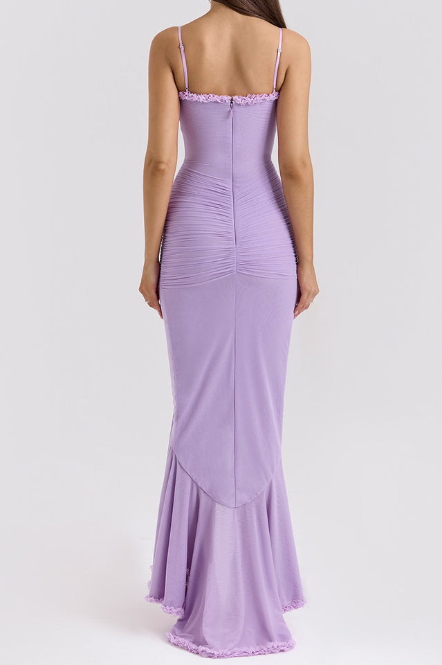 Glam Ruffled Front Ruched Gown