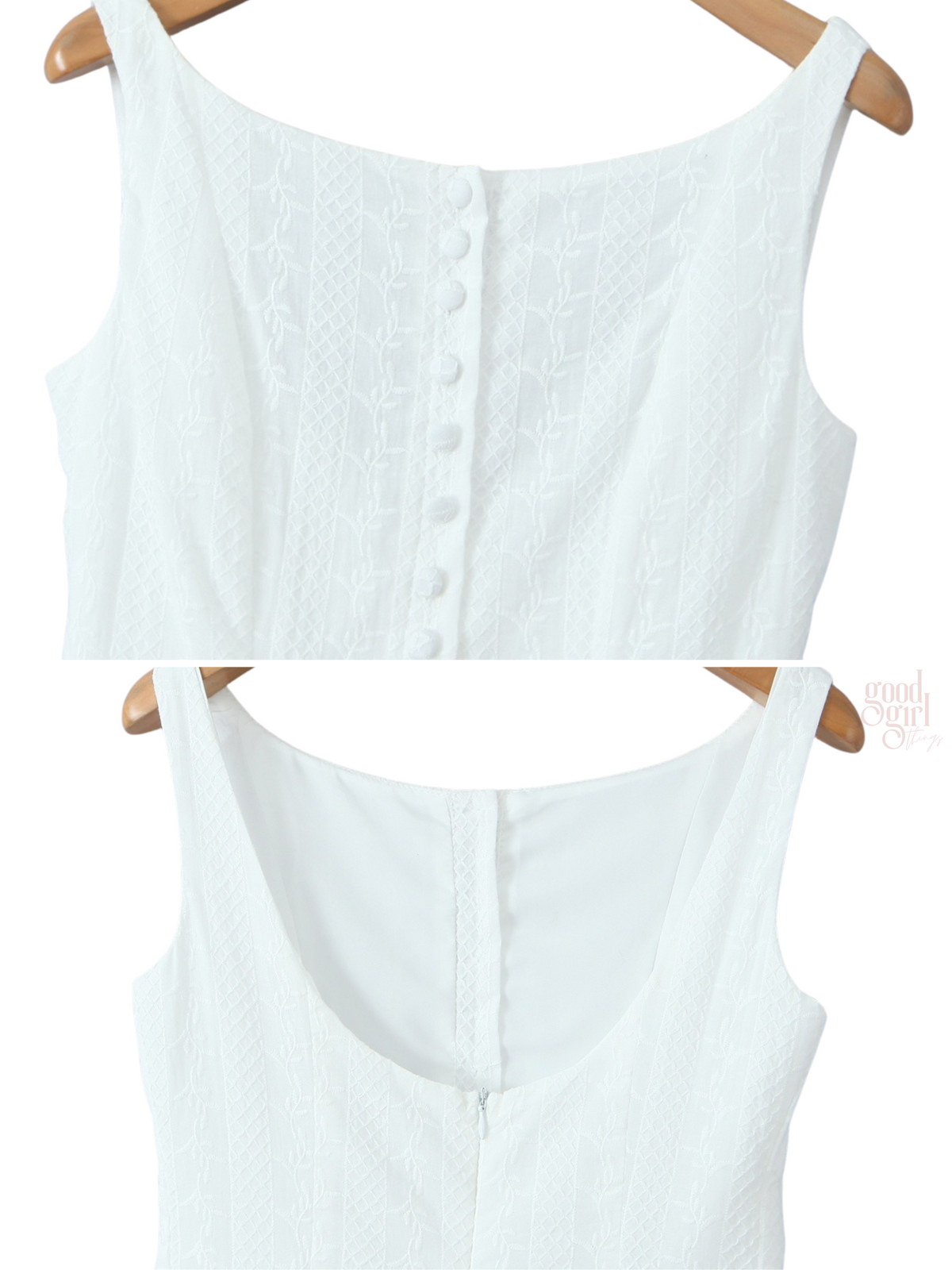 Sweet Eyelet Buttoned Mini Dress