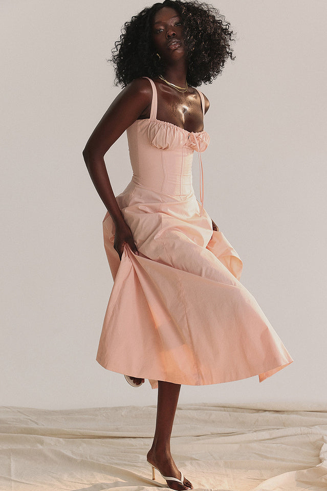 Solid Bustier Slip Midi Sundress