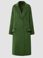 Elegant Green Long Woolen Coat