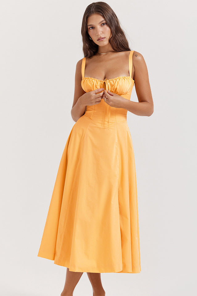 Solid Bustier Slip Midi Sundress
