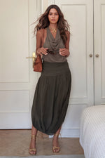 Brown Halter Top And Skirt Two-Piece Suit