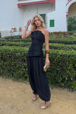 Black Strapless Top And Bloomers Set