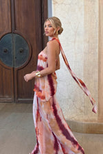 Red Dip Dye Bandeau Top And Skirt Two-Piece Set