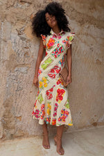 Colorful Fruit Stamps Slip Midi Dress