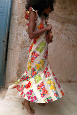 Colorful Fruit Stamps Slip Midi Dress