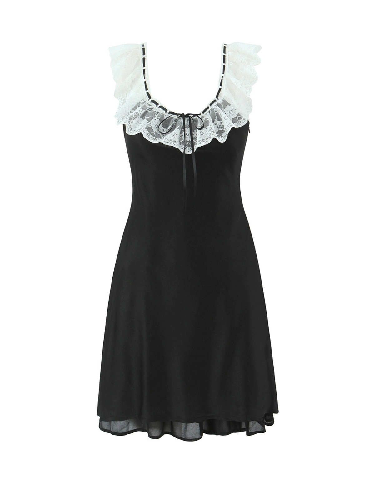 Black Off-Shoulder Lace Mini Dress