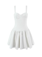 Beige Corset Pleated Mini Dress