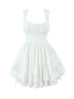 White Pleated Waist Sleeveless Mini Dress
