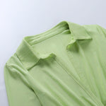 Green Front Twisted Mini Shirt Dress