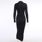Black Button Down Midi Knit Dress