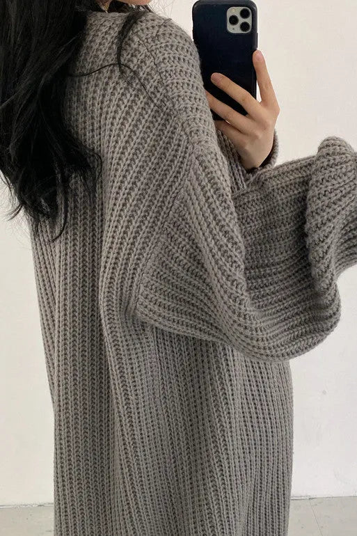 Slouchy Ribbed Knit Long Cardigan Coat
