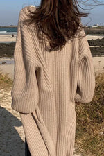 Slouchy Ribbed Knit Long Cardigan Coat