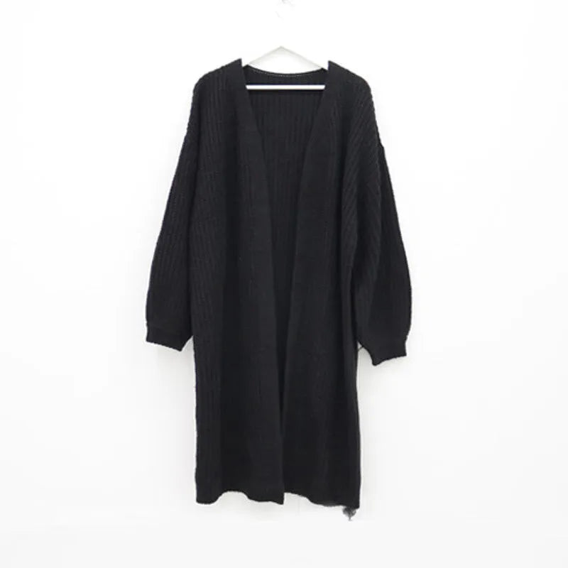 Slouchy Ribbed Knit Long Cardigan Coat