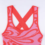 Pink Abstract Print Sleeveless Knit Dress