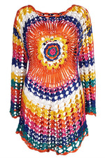 Colorful Crochet Knitted Cover Up Beach Dress