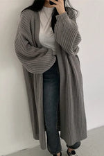 Slouchy Ribbed Knit Long Cardigan Coat
