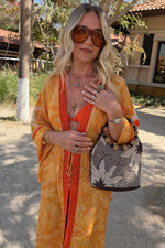 Yellow Sun Print Long Kimono