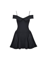 Black Off-Shoulder Flare Mini Dress