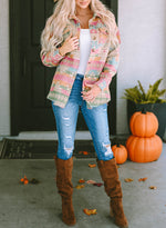 Pink Geo Print Button Down Jacket