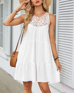 Crochet Lace Yoke Mini Dress