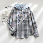 Tartan Plaid Print Drawstring Hooded Shirt