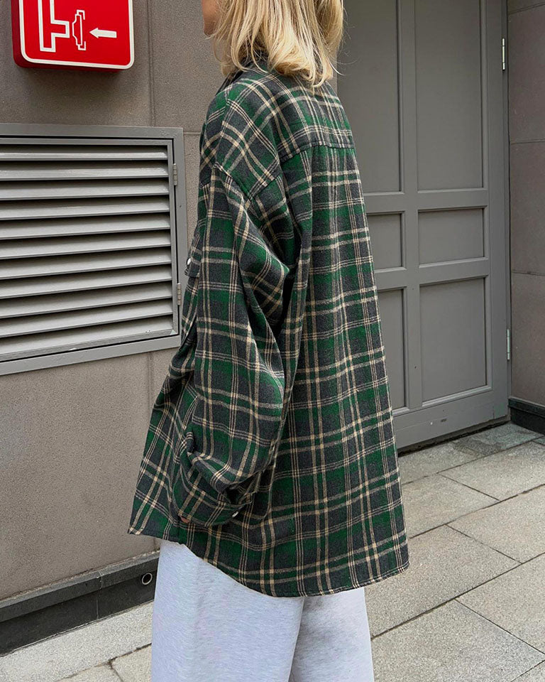 Plaid Print Long-line Shirt