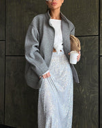 Heather Gray Oversized Wool Coat
