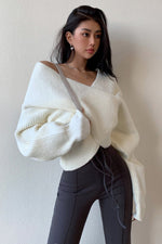 Crossover Front Knit Cropped sweater