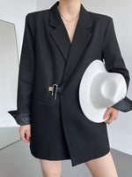Solid Buckle Closure Sleek Blazer